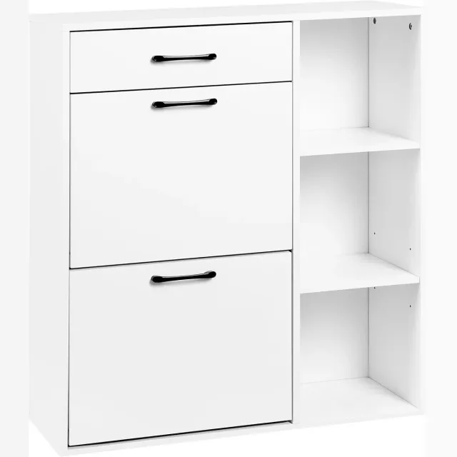 Happiq Schoenenrek - Voor Smalle Ruimtes - Opklapbare Compartimenten - Wit White