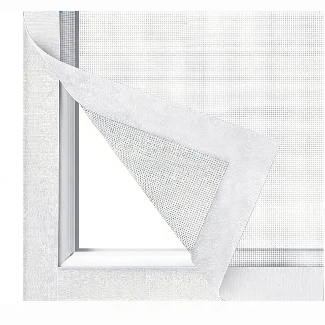 Namajunas Klittenband hor - 150*180cm - Witte hor met witte klittenbandstrip - Werkt insectenwerend - Lucht doorlatend - Houdt insecten buiten - Zonder boren, eenvoudig te installeren - Heeft geen invloed op het openen en sluiten van het raam