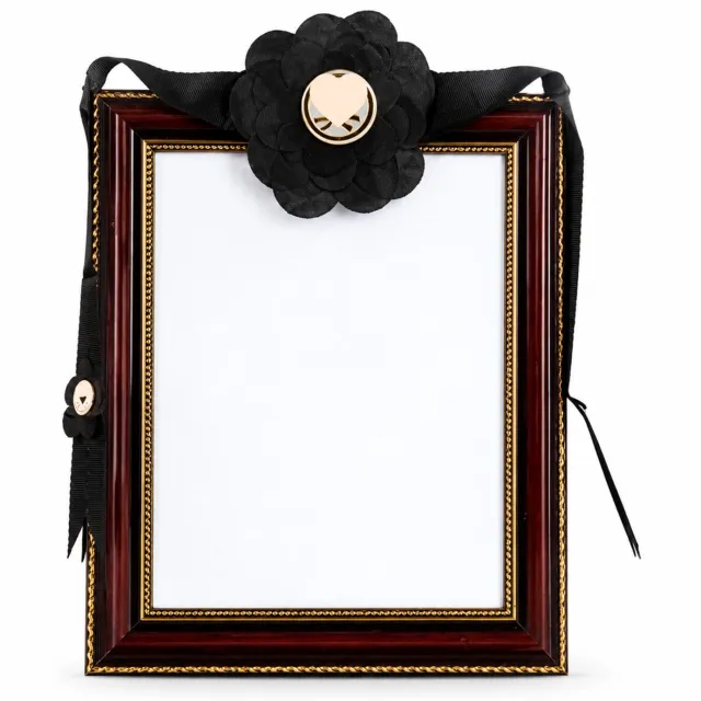SWGOTA Staande herdenkingsfotolijst 10 inch, 25,4 x 20,3 cm, zwart-rood met zwarte bloem en lintdecoratie