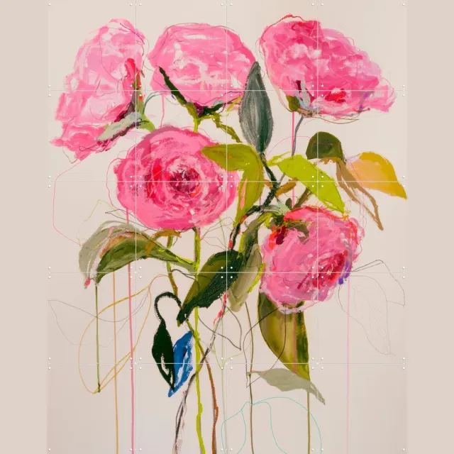 IXXI Rose Magenta, Leigh Viner - 80 x 100 cm - Grote wanddecoratie en posters - Schilderijen, Kwaststreken, Slaapkamer, Eetkamer, Trap, Woonkamer Roze