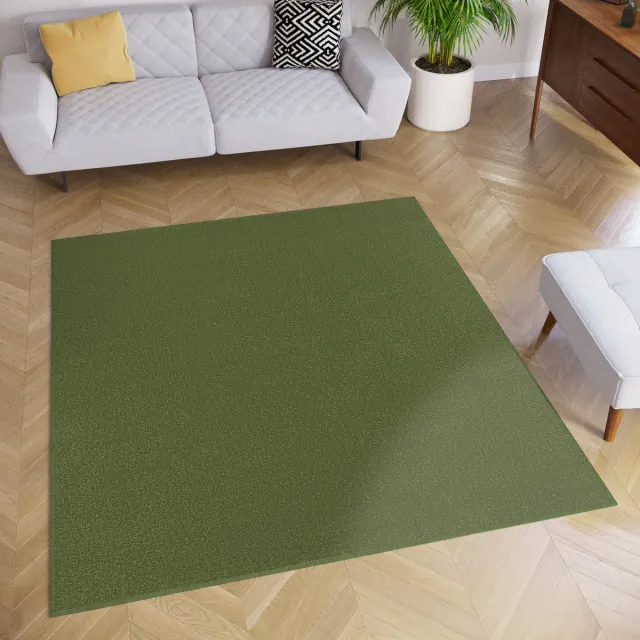 Tapiso Mono Square Vloerkleed Groen Laagpolig Vierkant Tapijt Maat- 200x200