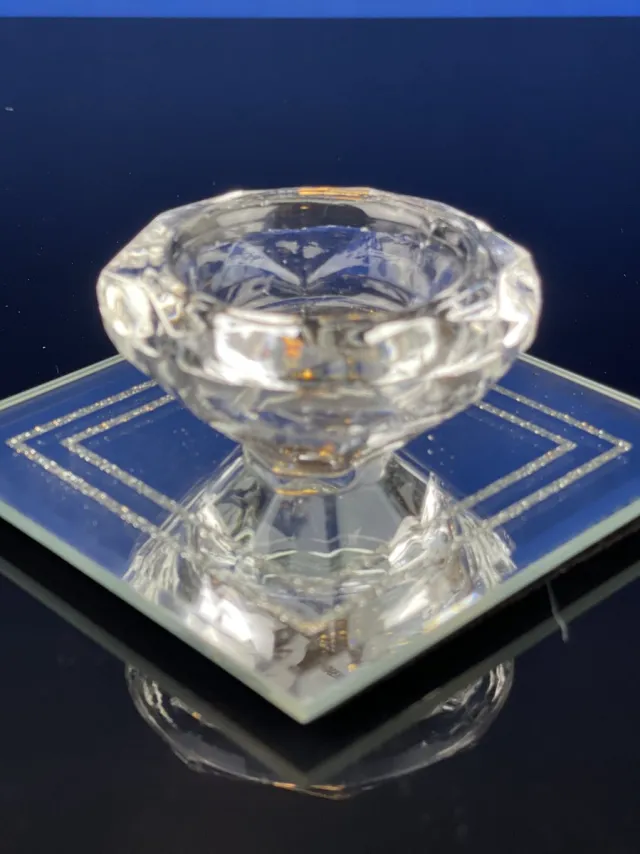 Aulica Luxe Kristallen Waxinehouder op Spiegelplaat – Elegant en Sfeervol Design transparant spiegel