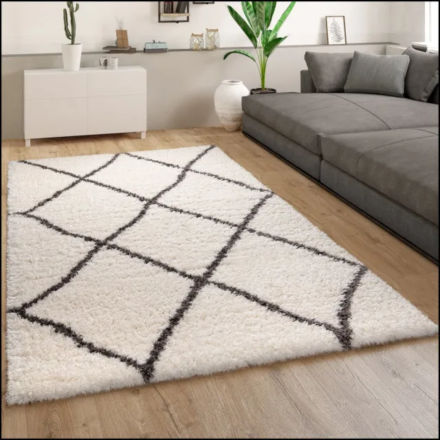 flycarpets Hoogpolig Vloerkleed Berber Maginto - Creme
