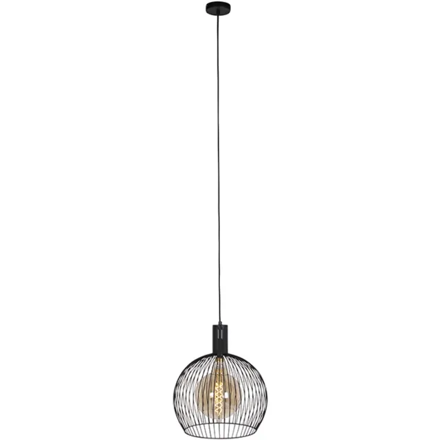 QAZQA wire - Moderne Hanglamp - 1 lichts - Ø 40 cm - Zwart - Woonkamer | Slaapkamer | Keuken