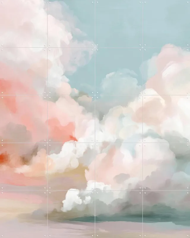 IXXI Blush Sky, Branka Kodžoman - 80 x 100 cm - Grote wanddecoratie en posters - Fantasierijk, Kwaststreken, Aquarel, Woonkamer, Gang, Slaapkamer Roze / Blauw