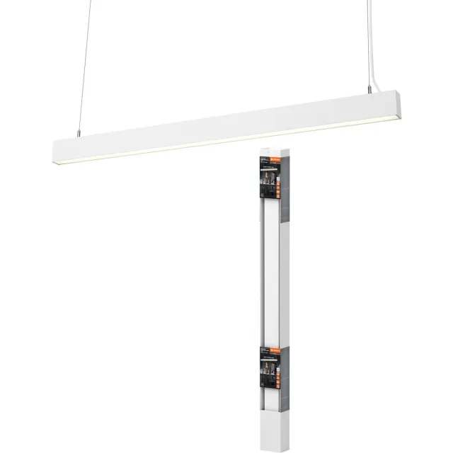 LEDVANCE Office Line Cuboid, vierkante hangende kantoorplafondlamp, 42 W, 5000 lm, 4000 K, 840 koud wit, 3-traps dimbaar, wit aluminium, IP20