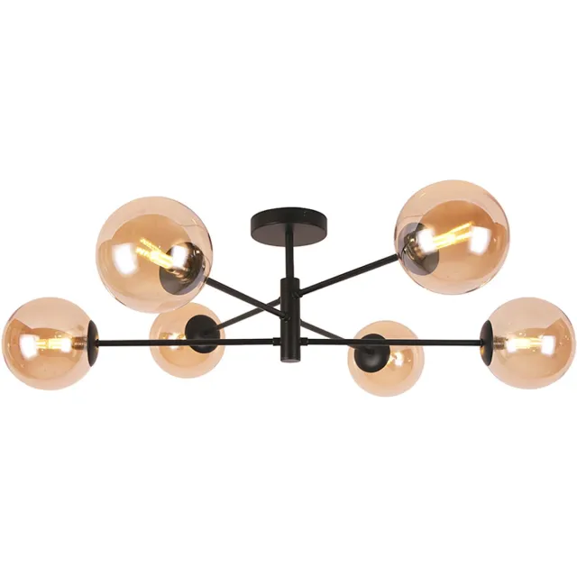 Olucia REMO - Plafondlamp - Amber / Zwart - Vorm: Rond