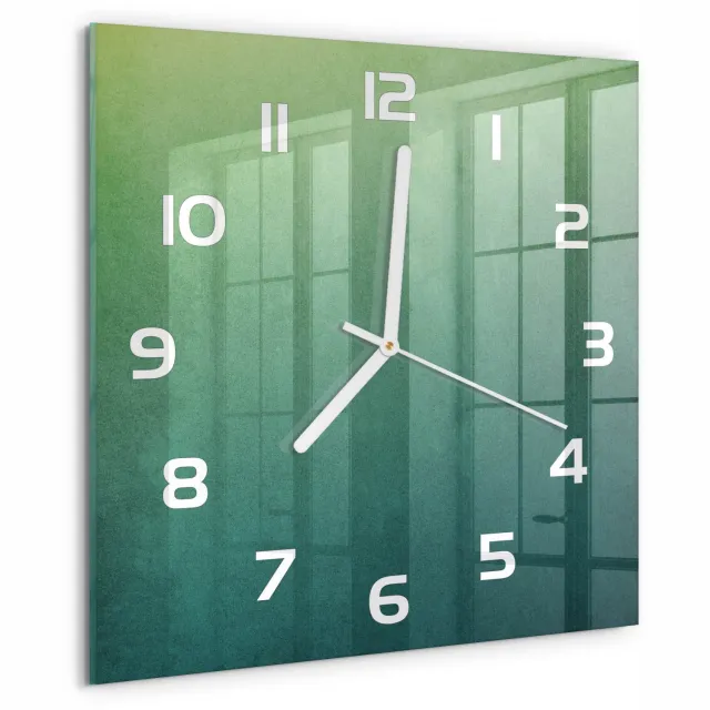 TULUP Wandklok - Zeegradiënten Moderne Wandklok Glas - 30x30 cm - Veelkleurig Wandklok Glas Decoratie - Witte handen - Vierkante Klok - Glazen Wandklok Design - Klok Glas Met Opdruk