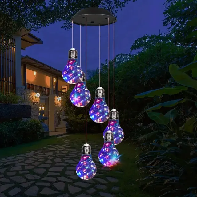 PolkaHome Windgong voor Buiten – Hangende Solar Windgong – Waterdicht IP65 – Zonnelicht Tuindecoratie – Voor Tuin, Balkon of Slaapkamer – Kerstdecoratie Blauw
