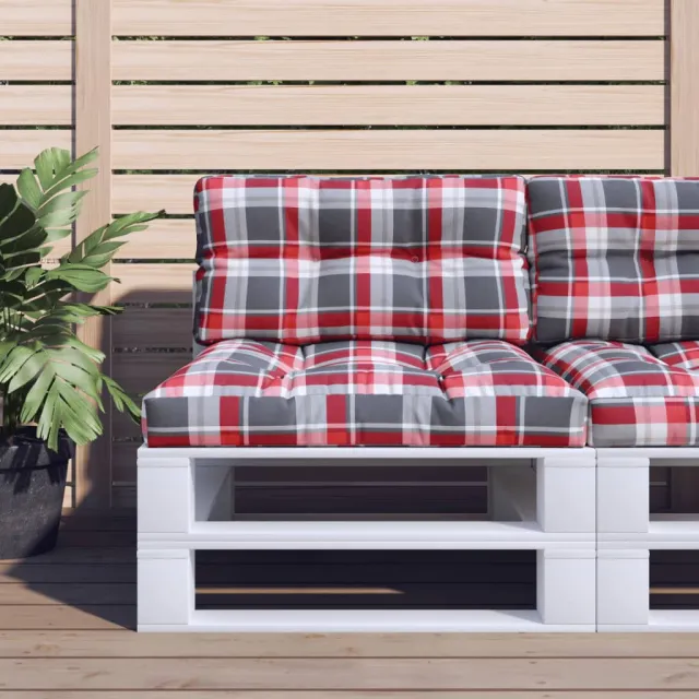 vidaXL Palletkussen 70x40x12 cm stof ruitpatroon rood