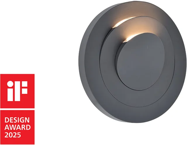 Lutec Moov - LED wandlamp voor buiten - 2 aanpasbare lichtkoppen - Premium aluminium - 550Lm - 3000K warm wit licht - IP54 extra weerbestendig - Donkergrijs