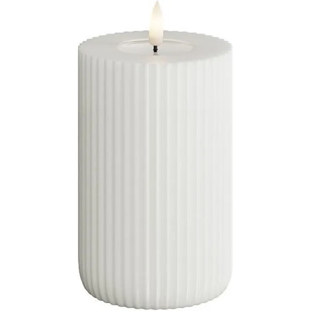 Deluxe Homeart Led Kaars Solid Stripe White 7,5 x 12,5 cm wit