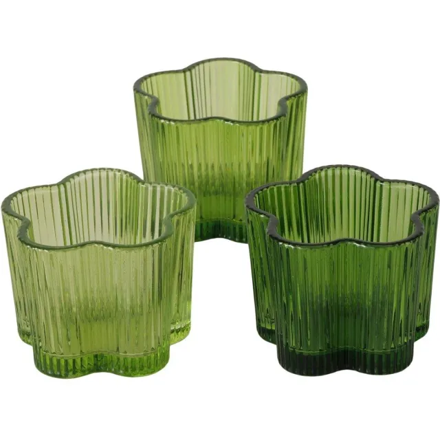 Boltze Home Waxinelichthouder groen glas Ø7,8xH6cm