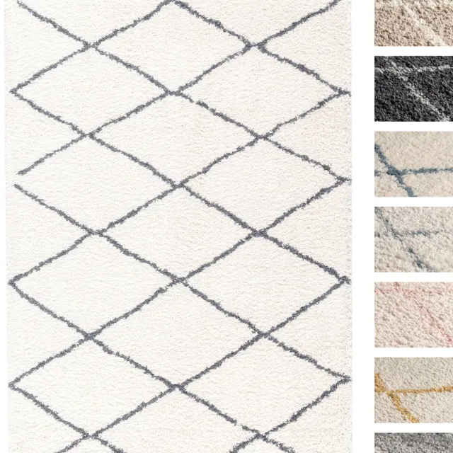 TESSO LIVING Vloerkleed Shaggy, Tapijt, Creme Antraciet, Hoogpolig, 195cm x 290cm, Superzacht, Franjes, Berber stijl Creme_Antraciet