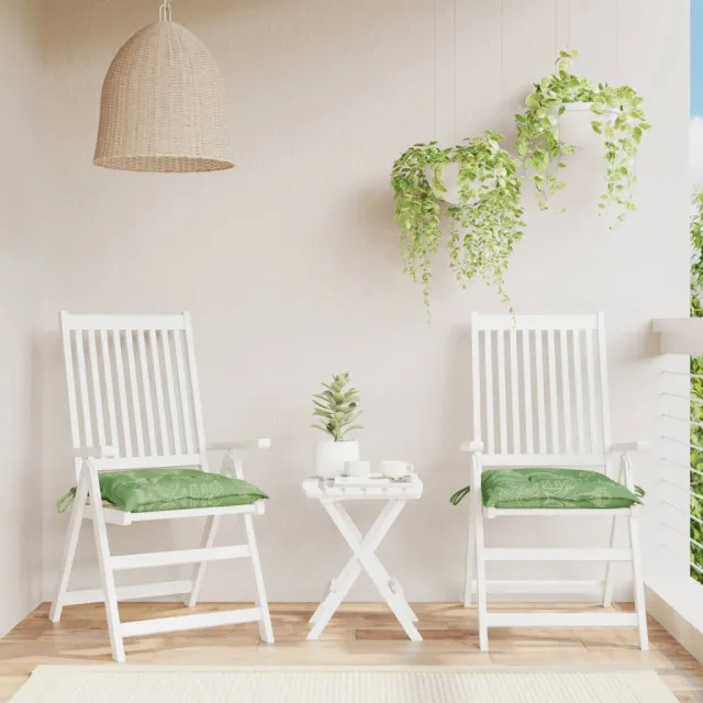 vidaXL Stoelkussens 2 st bladpatroon 50x50x7 cm stof groen