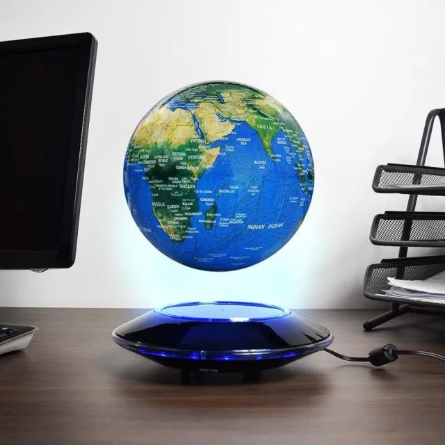 MikaMax Levitating Globe - Magnetisch Zwevende en 360° draaiende Wereldbol met LED Verlichting blauw