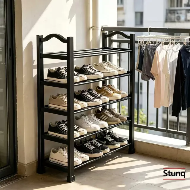 Stunq 4-laags schoenenrek, 59 cm hoog, staand voor binnen Zwart