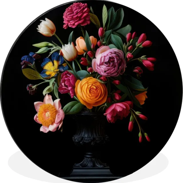 WallCircle Wandcirkel - Muurcirkel - Boeket - Romantisch - Kleurrijk - Aluminium - Dibond - 120x120 cm - Binnen en Buiten Boeket - Bloemen 4