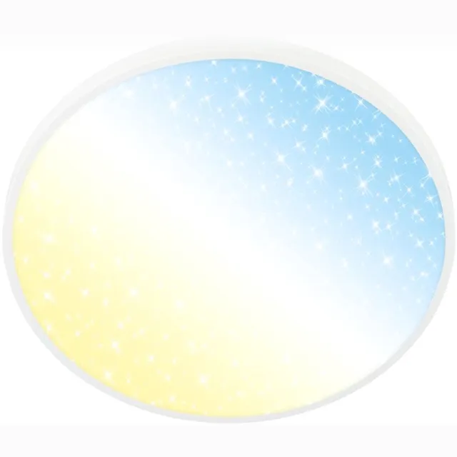 B.K.Licht BRILONER Competo – LED Plafondlamp met sterrenhemeleffect – dimbaar met afstandsbediening – CCT kleurtemperatuur – nikkel mat decoratieve rand – Ø38 cm Wit