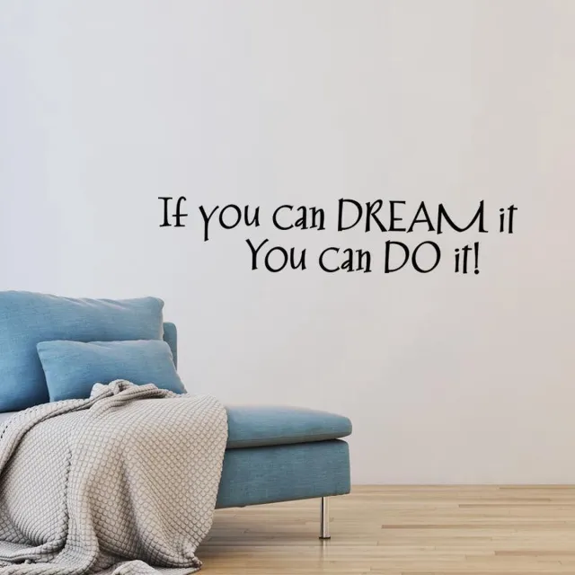 Live Deals Muurstickers Tekst If You Can Dream It 57x12,5 cm - Wanddecoratie Woonkamer - Zelfklevende Wandsticker Zwart - Live Deals