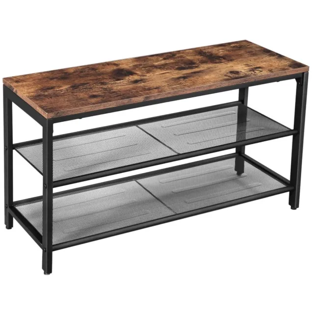 MAZAZU MIRA Home Schoenenrek Industrieel - Schoenen Opbergsysteem - 2 Planken - Bruin - 80 x 30 x 44,5 cm