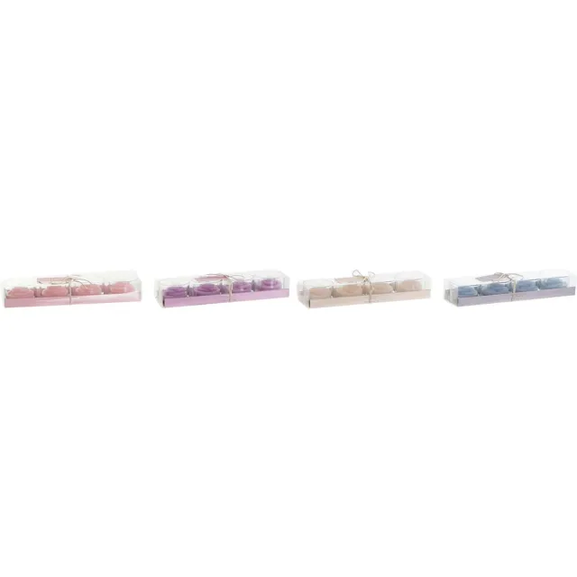 DKD Home Decor Set van 4 Geurkaarsen Shabby Chic - 5x5x5cm Blauw, Groen, Roze, Paars