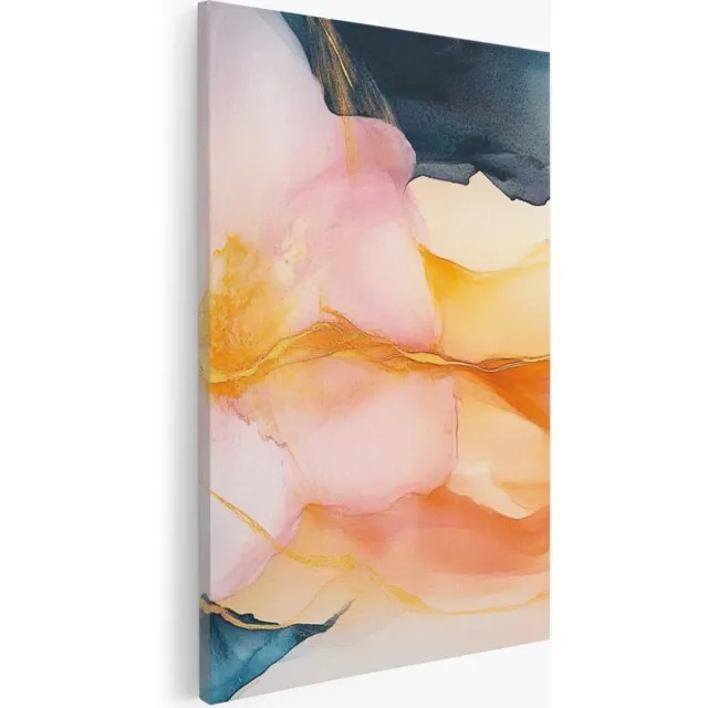 Saammp Canvas Schilderij - Bloem in marmer - Abstract kunstwerk - 100x150 - Foto op canvas - Wanddecoratie - Muurdecoratie Woonkamer - Slaapkamer decoratie - Canvas Print Multicolor