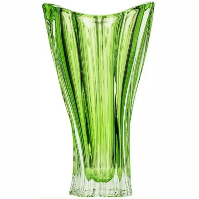 Aurum Crystal Bohemia Groene kristallen vaas PLANTICA - Bohemia Kristal - luxe bloemenvaas groen - 32 cm