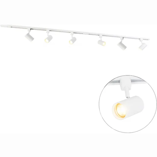 QAZQA iconic jeana - Moderne Spot railsysteem verlichting, railverlichting geschikt voor led - 6 lichts - L 194 cm- Woonkamer | Slaapkamer | Keuken Wit R