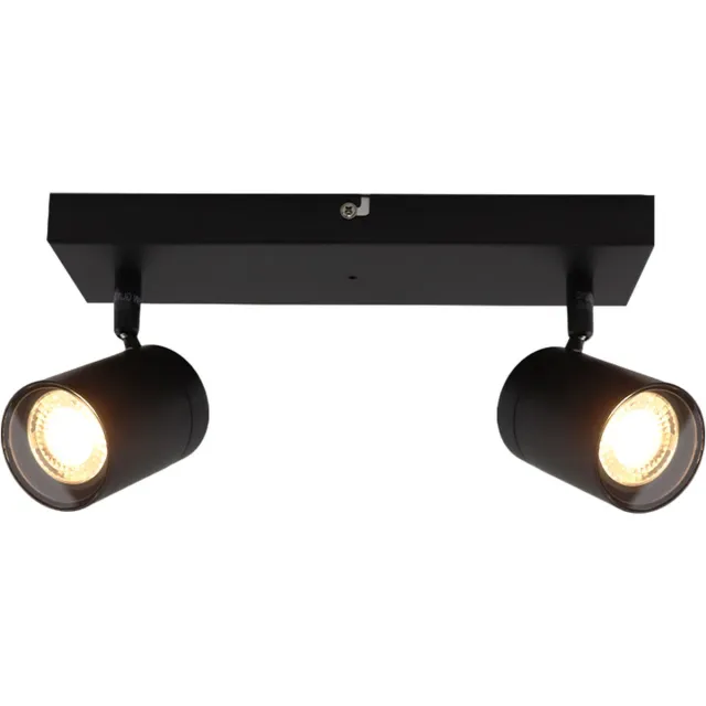 Olucia CIARA - Plafondlamp - Zwart - 2L - Geschikt voor Badkamer - Vorm: Rechthoek