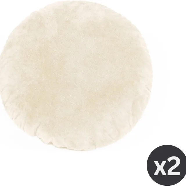 Tiseco HOME STUDIO - Kussen (gevuld) - CRYSTAL VELVET - 100% polyester - Rond - 38 cm - Ivoor IVORY