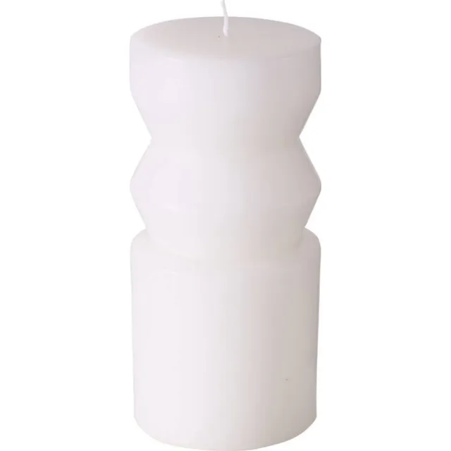 Boltze decoratieve kaars Celona - paraffine, wit, 14 x 6,5 cm