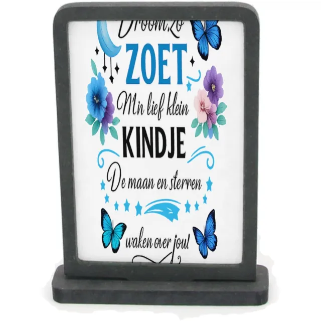 Mr Cadeautjes Houten fotolijst rechthoek met MDF inleg - design Een troostend slaapkamerthema met maan, sterren en een gerus | cadeau Wit