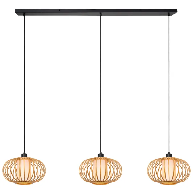Lucide THULINE - Hanglamp - 3xE27 - Lichte houtlook | Essential Lichtbruin