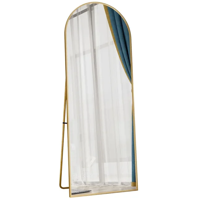 Happiq Passpiegel 162x53cm Goud – Grote Spiegel Boogvormig Staand en Hangend met
