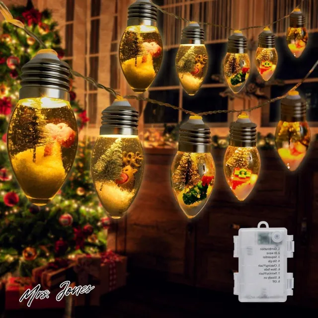 Mrs. Jones Lichtsnoer met 10 leds 185 m voor binnen IP44 waterdicht kerstverlichting voor terras kamer woonkamer Kerstmis warm wit met schakelaar .