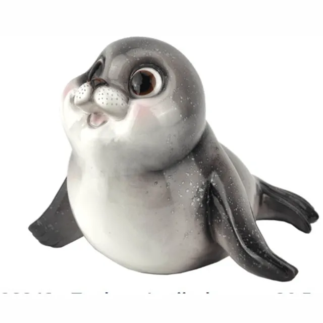 Gerkimex Zeehond - Zeedier - Beeld - XL - Grijs - Keramiek - Funny - 25x24.5x20.5 cm - Decoratie