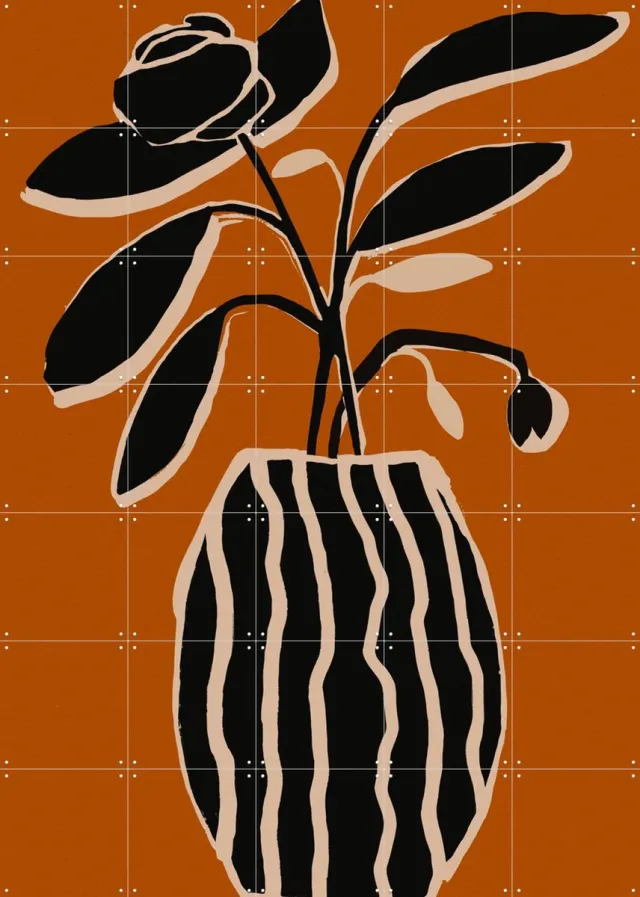 IXXI Ochre Still Life No 5, Treechild & Various - 100 x 140 cm - Grote wanddecoratie en posters - Minimalisme, Grafisch Ontwerp, Illustraties, Line Bruin