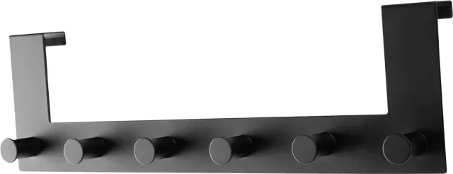Utensils Deurhaak zwart | kledinghaken mat zwart | deurhaak om op te hangen | garderobestand om op te hangen | handdoekhouder zwart mat | deurhaak tot 2 cm deurvouw | 39 x 11 x 4 cm
