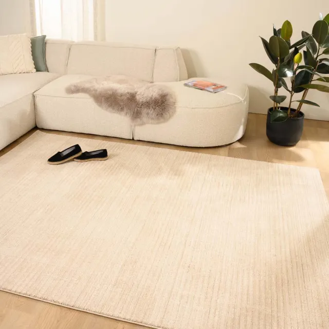 Tapeso Vloerkleed strepen - Fancy Lines beige 160x230