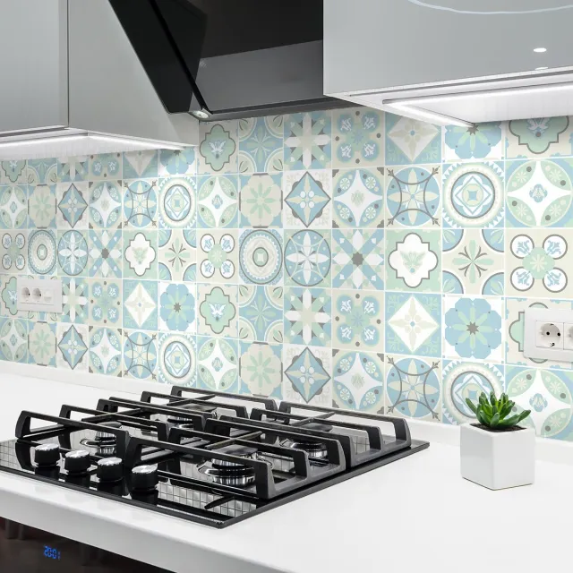 Ambiance Sticker Zelfklevende tegelmuurstickers voor keuken en badkamer - 24 tegelstickers, Azulejos-stijl, Guilianita - 24 stickers, 15x15 cm Multi color