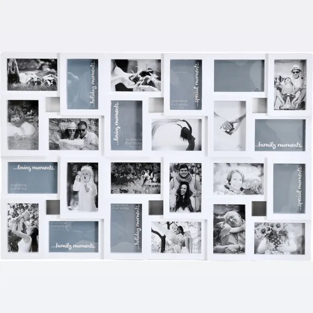 Decopatent© Decopatent - XL Fotolijst Collage voor 24 Foto's van (15x10 & 10x15 Cm) - Fotolijsten - Fotolijstje met 24 fotokaders - 85.5 x 57 Cm - Wit
