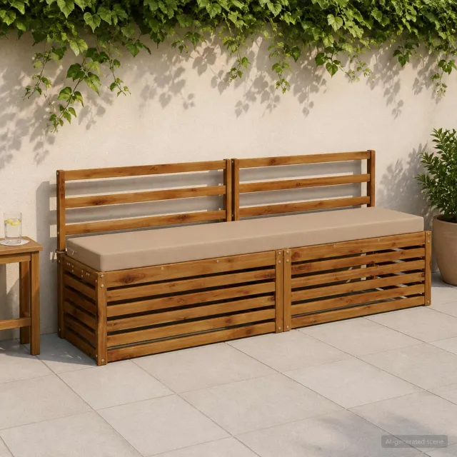 vidaXL Bank Kussens SOEST 2 st 100% Polyester Zand 170 x 40 x 8 cm Grijs