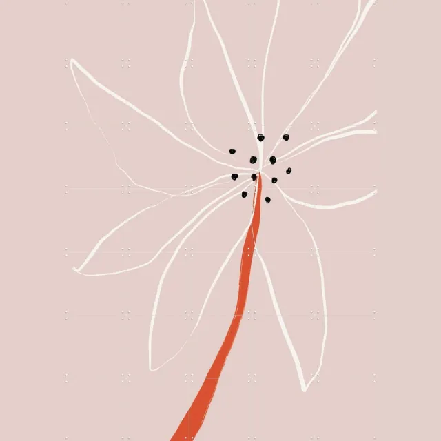 IXXI Abstract Flower No 1, uplusmestudio & Various - 100 x 140 cm - Grote wanddecoratie en posters - Abstract, Line art, Minimalisme, Digitale Kunst Lichte tinten / Warme kleuren / Pastel kleuren