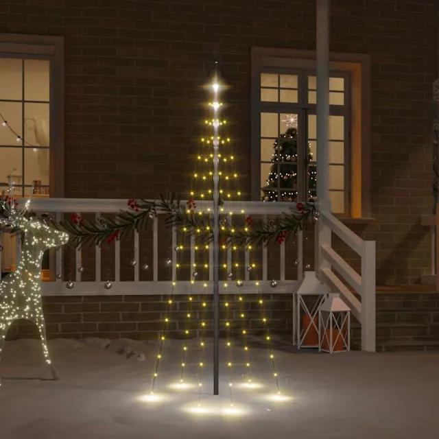 vidaXL Vlaggenmast kerstboom 108 LED's warmwit 180 cm