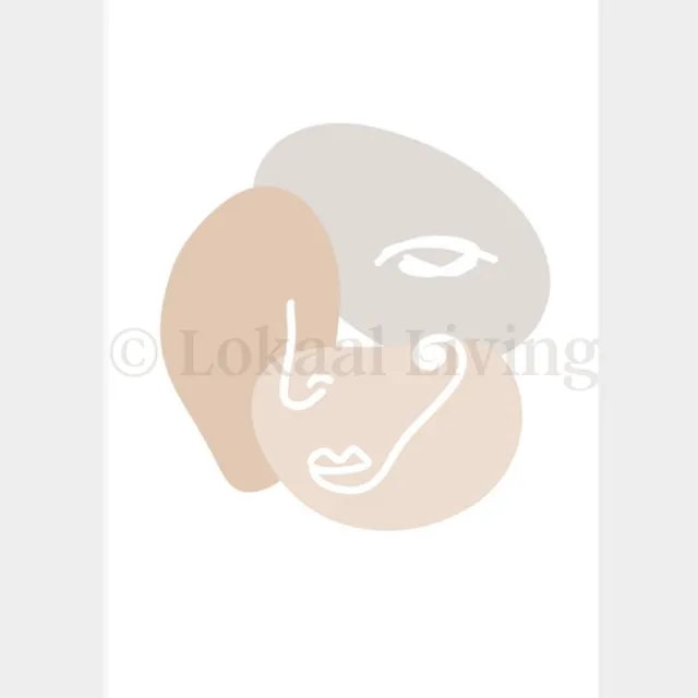 Lokaal Living A4 poster - Lara - lijntekening - gezicht - one line - line art roze