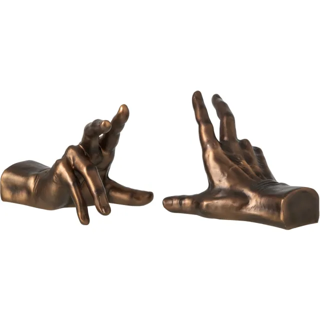 J-Line Boekensteunen handen - polyresin - brons