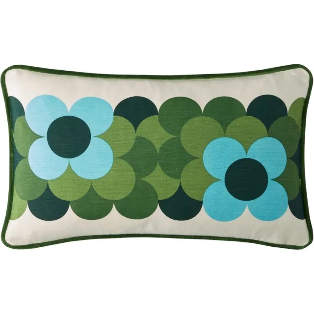 Orla Kiely Retro Flower Stripe Riviera sierkussen - 30x50 cm Blauw