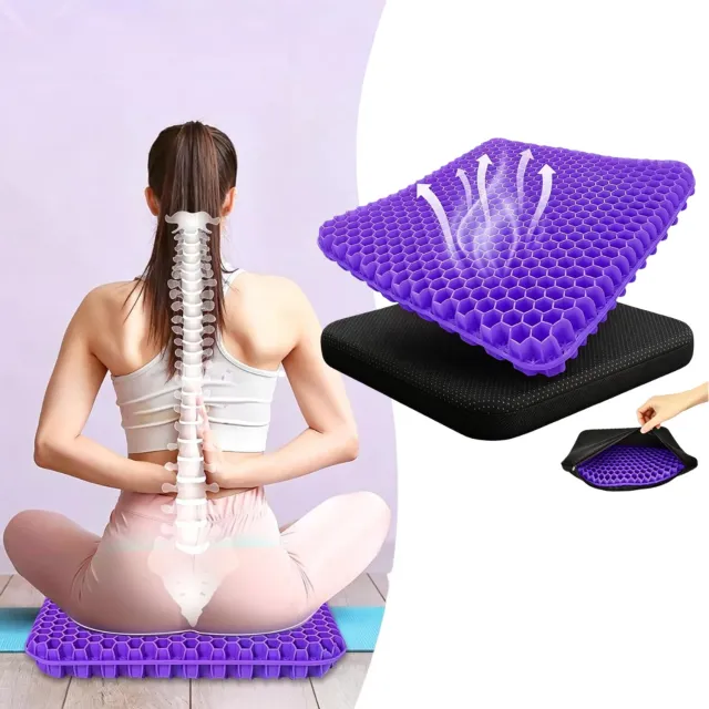 Br@ndless Gelkussen voor Zitontlasting - Zitkussen - Ergonomisch Kussen voor Stoel - 42x42 - Paars