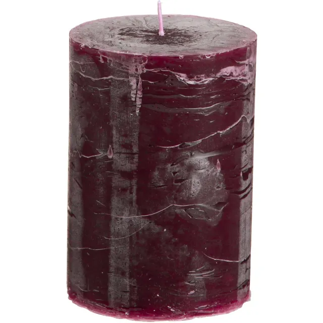 Viana Bourgondisch rode pilaarkaarsen, 70x100mm, set van 4, effen kleur, rus Rood
